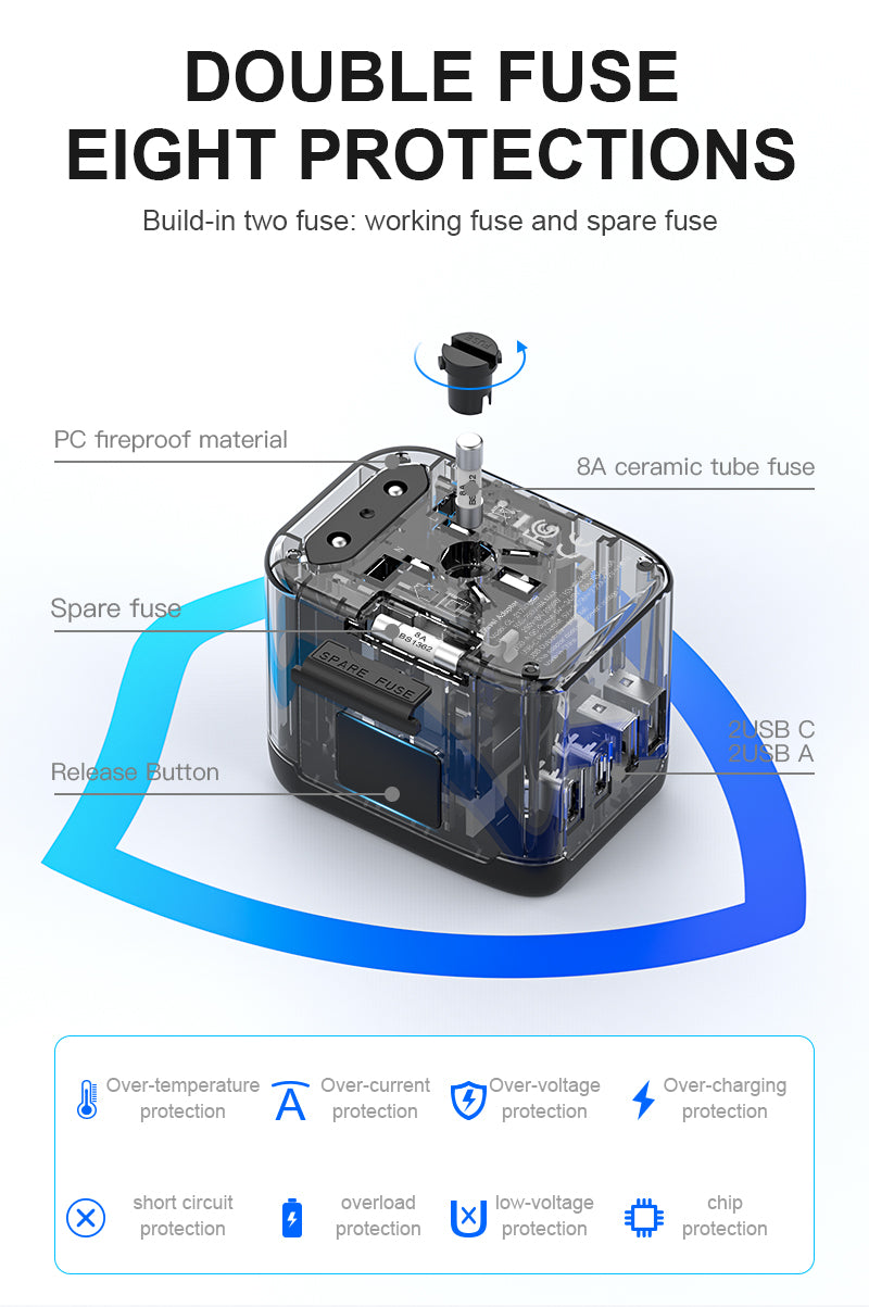 World travel adaptor USB plug Type C quick charger PD Smart Usb Charger Travel Adapter International Universal Plug